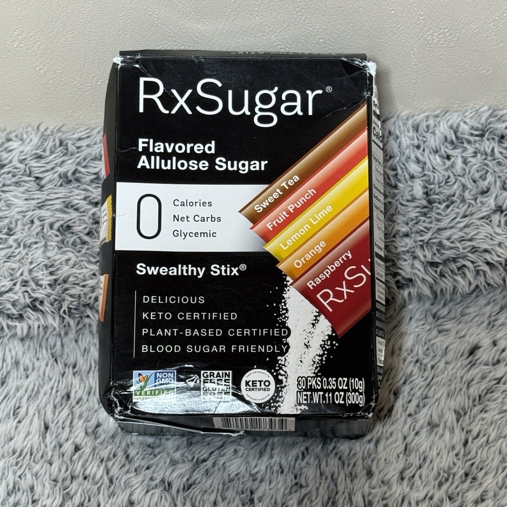 RxSugar Flavored Allulose Swealthy Stix Keto Plant Based Water Flavor 27 Packets